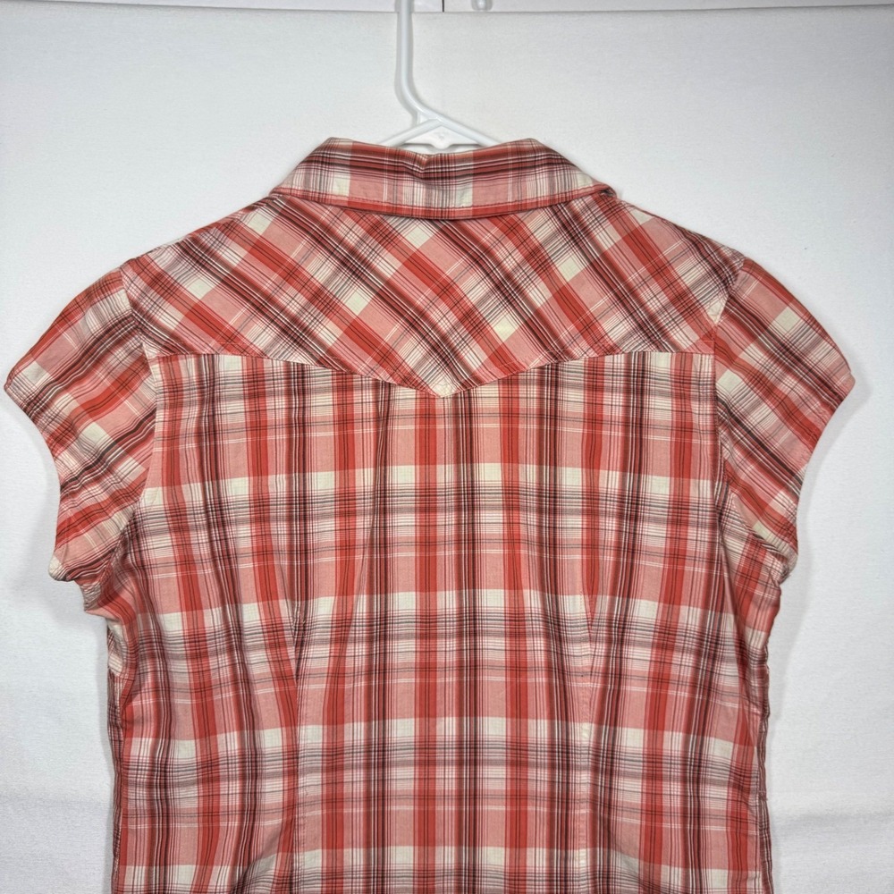 Arizona Jean Company Women's Plaid Pearl Snaps Short Sleeve Western Shirt Sz Lg - Picture 8 of 9